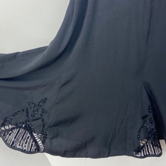 Revolve NBD Black Halter Dress Beaded Floral Size Medium Minimalist Capsule Boho - Picture 8 of 15